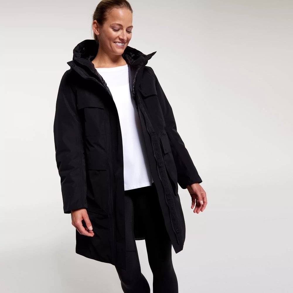 NWT! CALIA Hooded Parka - Waterproof Winter Coat - Pure Black - Medium M